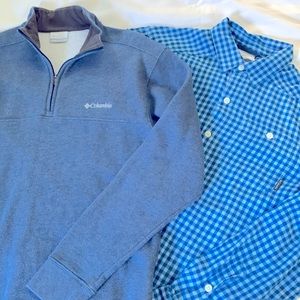 Columbia men’s small pullover and button down long sleeve shirt